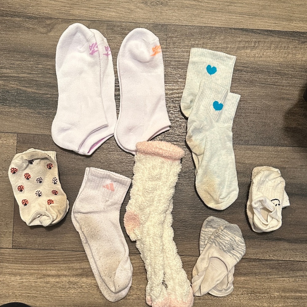 White socks - worn and new